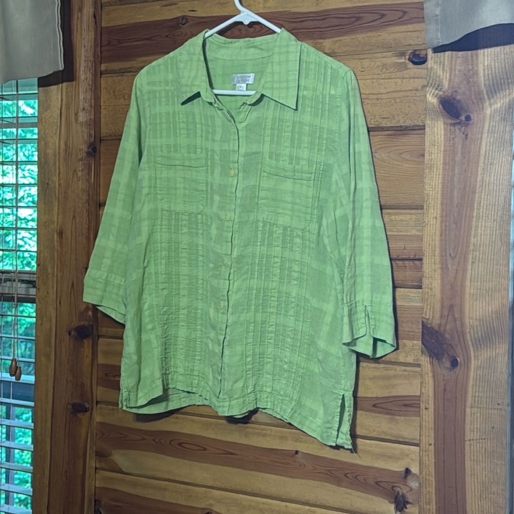 Christopher & Banks Green Textured Shirt Jacket